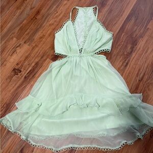 ASOS Light Green Lace-Trimmed Top